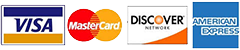 Visa, Mastercard, Discover, American Express